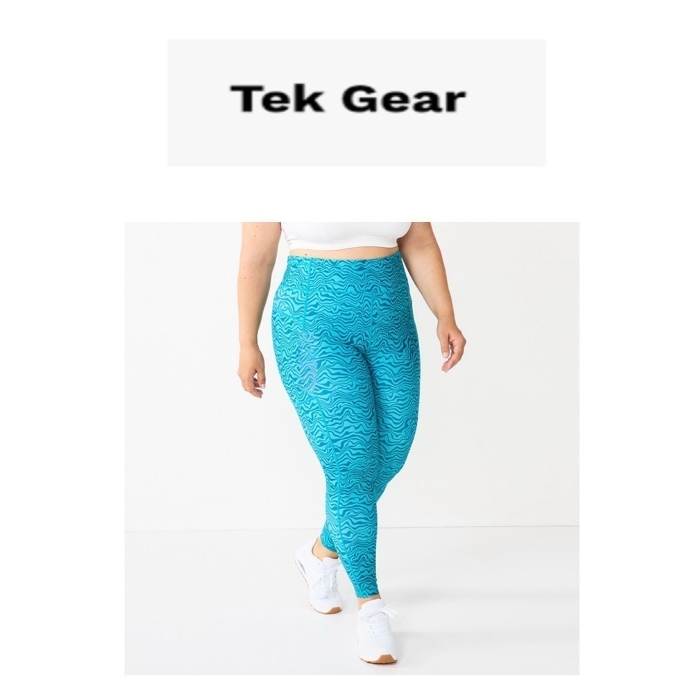 Tek Gear Women's Turquoise Patterned Ultrastretch Pocket Running Leggings 3X